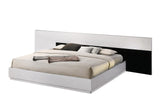 Bahamas Modern Platform Bed with Wide Headboard, Queen, Sleek White and Black High Gloss Lacquered Finish