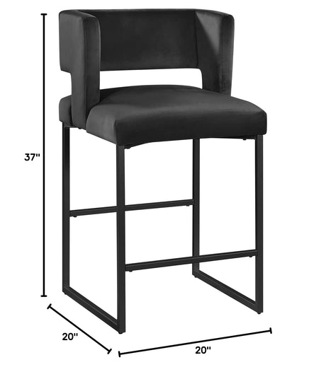 Leonard 36" Velvet Counter Height Stool - side view