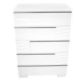 Athen 30" 5-Drawer Chest with Chrome Pull Handles, White High Gloss Lacquer Finish - side view