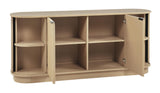 Halcrest 62" Mid-Century Fluted Sideboard Buffet in Light Oak - back view