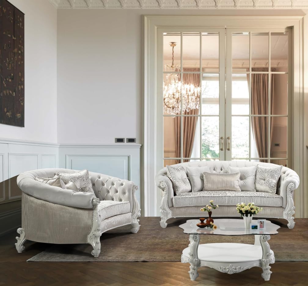 Juliana White Sofa & Loveseat Set — collection view; check selected pieces
