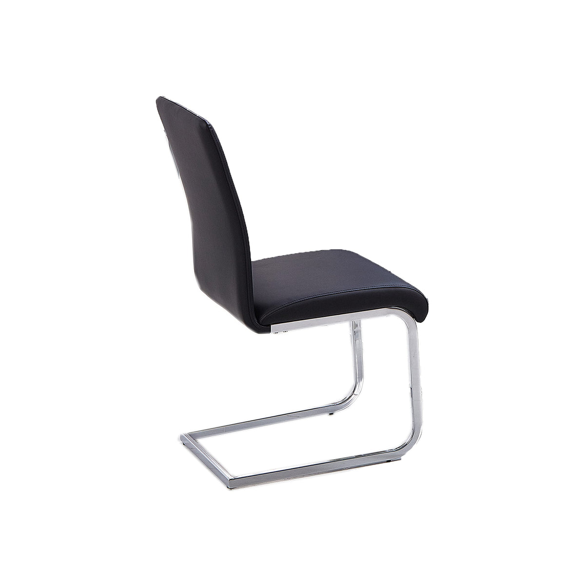 Mirage Faux Leather Parson Dining Chairs with Stainless Steel Frame - angle view
