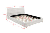 Ctalon Queen Fleece Upholstered Bed Frame, Low Profile in Cream - side view