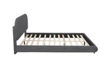 Cteris Queen Fleece Upholstered Bed Frame, Curved Side Rails and Footboard in Grey - angle view