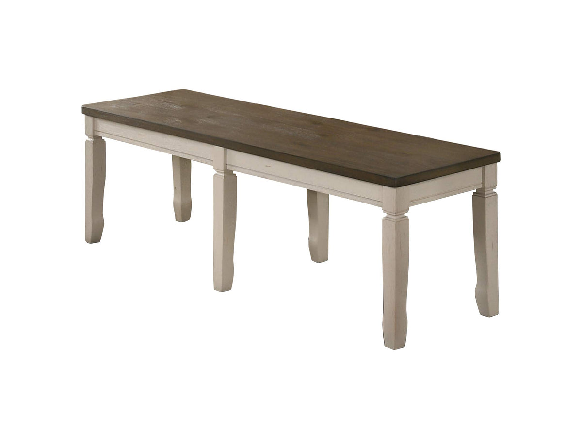 Transitional Wood Dining Bench BELLECB in Cream