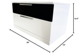 Bahamas 16" Modern 2-Drawer Nightstand with Top Black Drawer, Lacquered Surface - side view