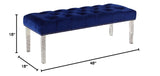 Yafelle 48” Velvet Upholstered Glam Bench with Button Tufted Seat, Silver Nailhead Trim in Blue - side view