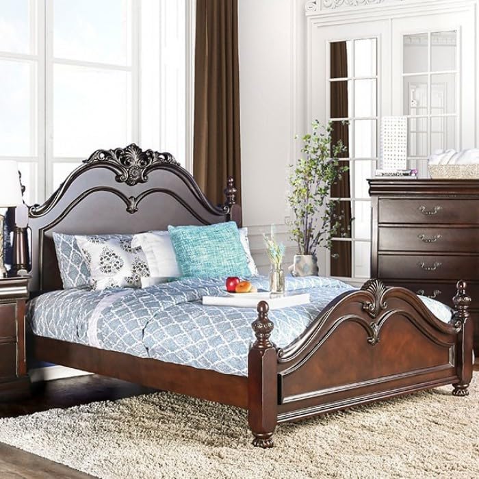 Mandura Traditional Cherry Wood Queen Bedroom Set - English Style & Solid Wood Construction