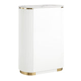 Trandell 51" High Modern Glam Faux Marble Top 5-Drawer Chest - angle view - White
