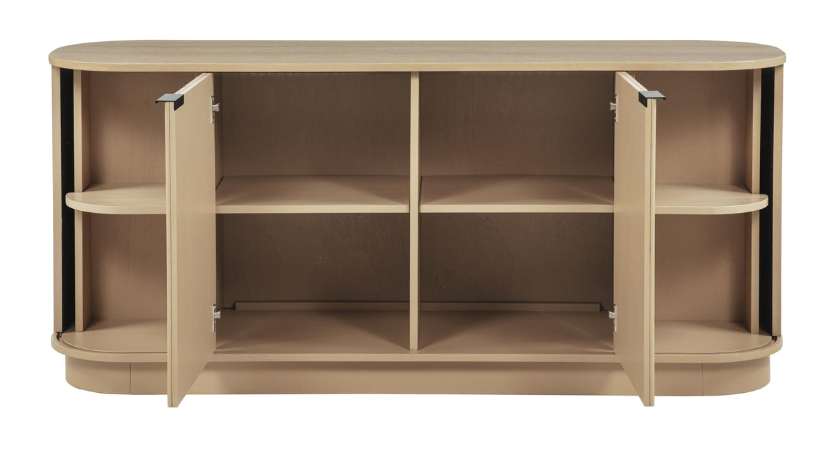 Halcrest 62" Mid-Century Fluted Sideboard Buffet in Light Oak - room setting