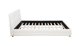Ctalon Queen Fleece Upholstered Bed Frame, Low Profile in Cream - angle view