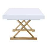 Takao Contemporary Lacquer Rectangle Dining Table for 6 or 8, 84" to 124" with Removable End Leaf… - back view