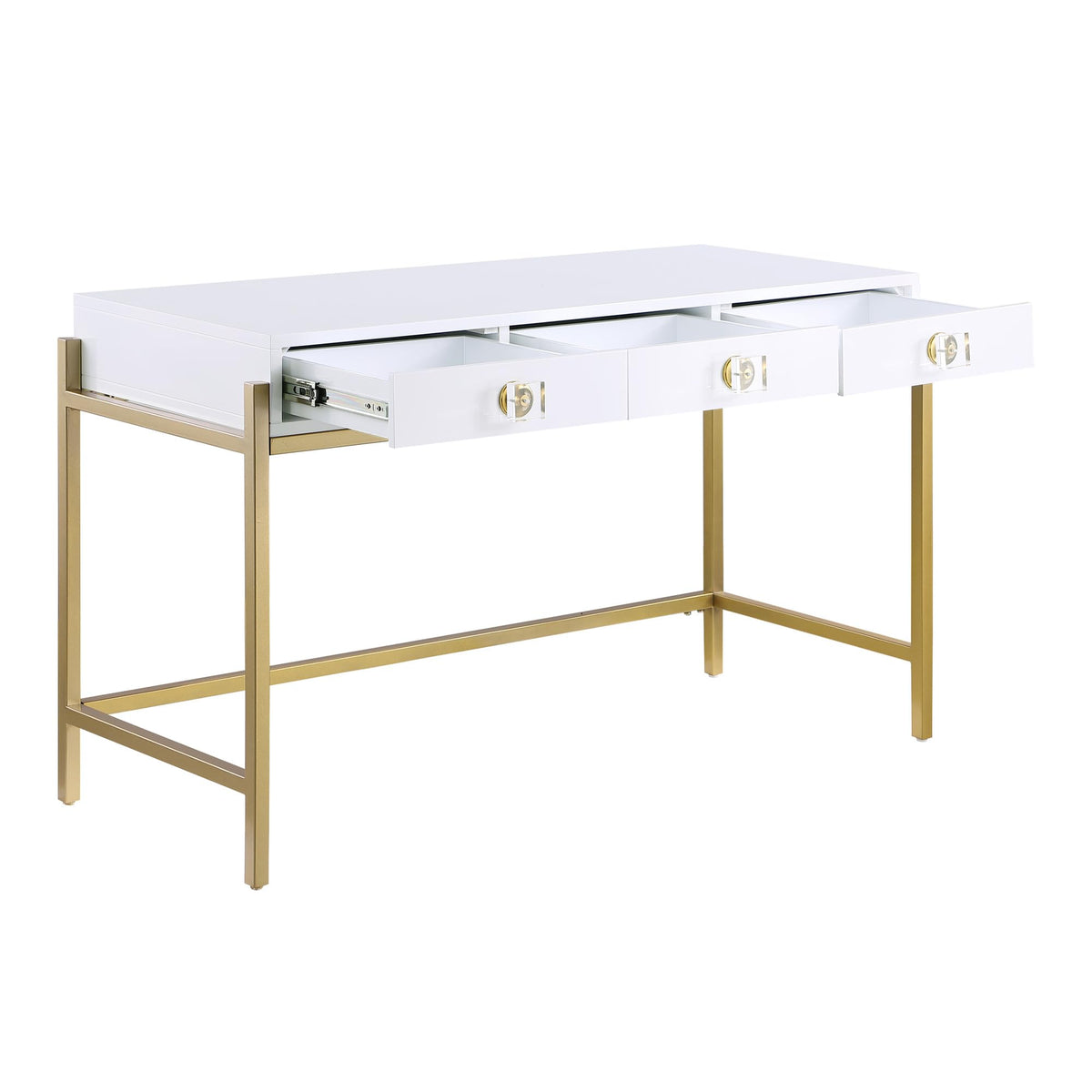 Trish 3 Drawer Computer Desk in Gold - back view