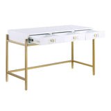 Trish 3 Drawer Computer Desk in Gold - back view