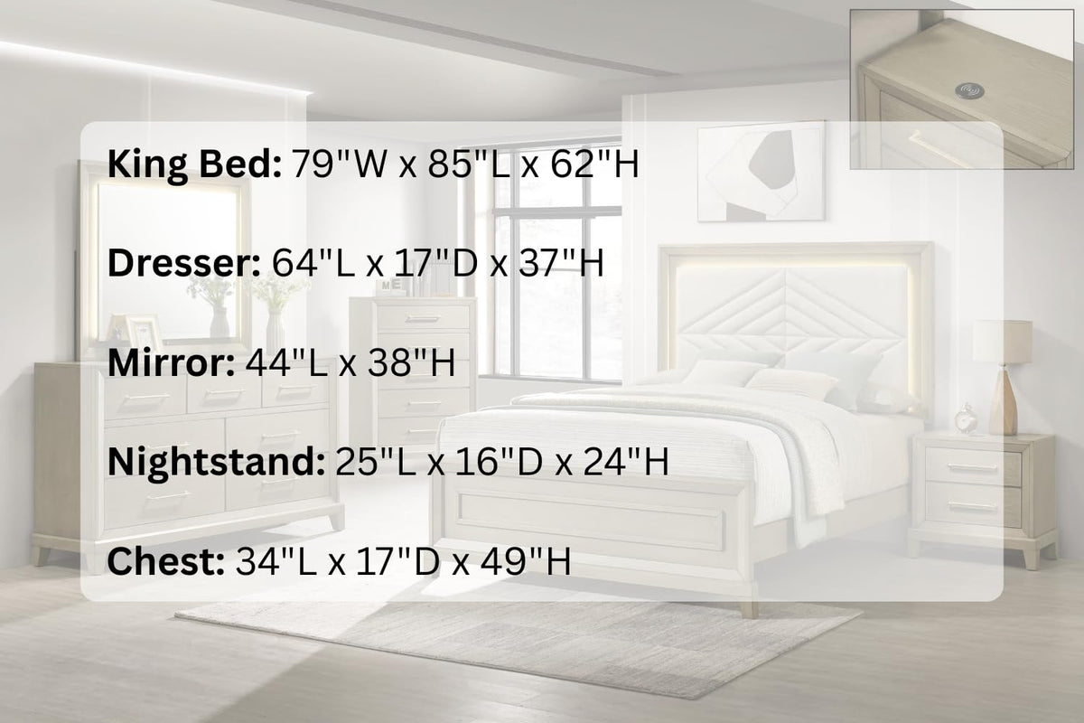 Dove Rustic Beige Bedroom Set — Queen & King — product view 8