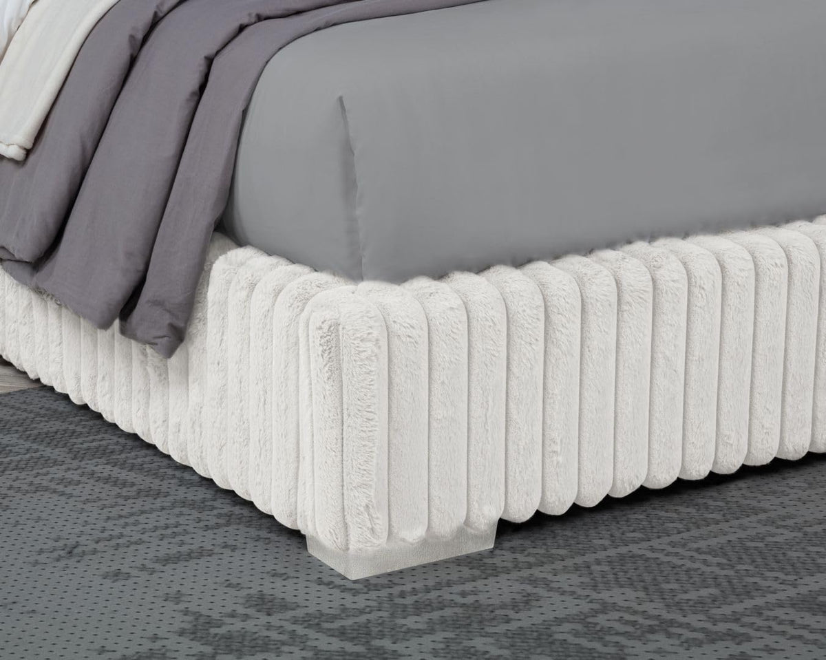 Uphoria Rabbit Velvet Modern Upholstered Queen Bed - close-up