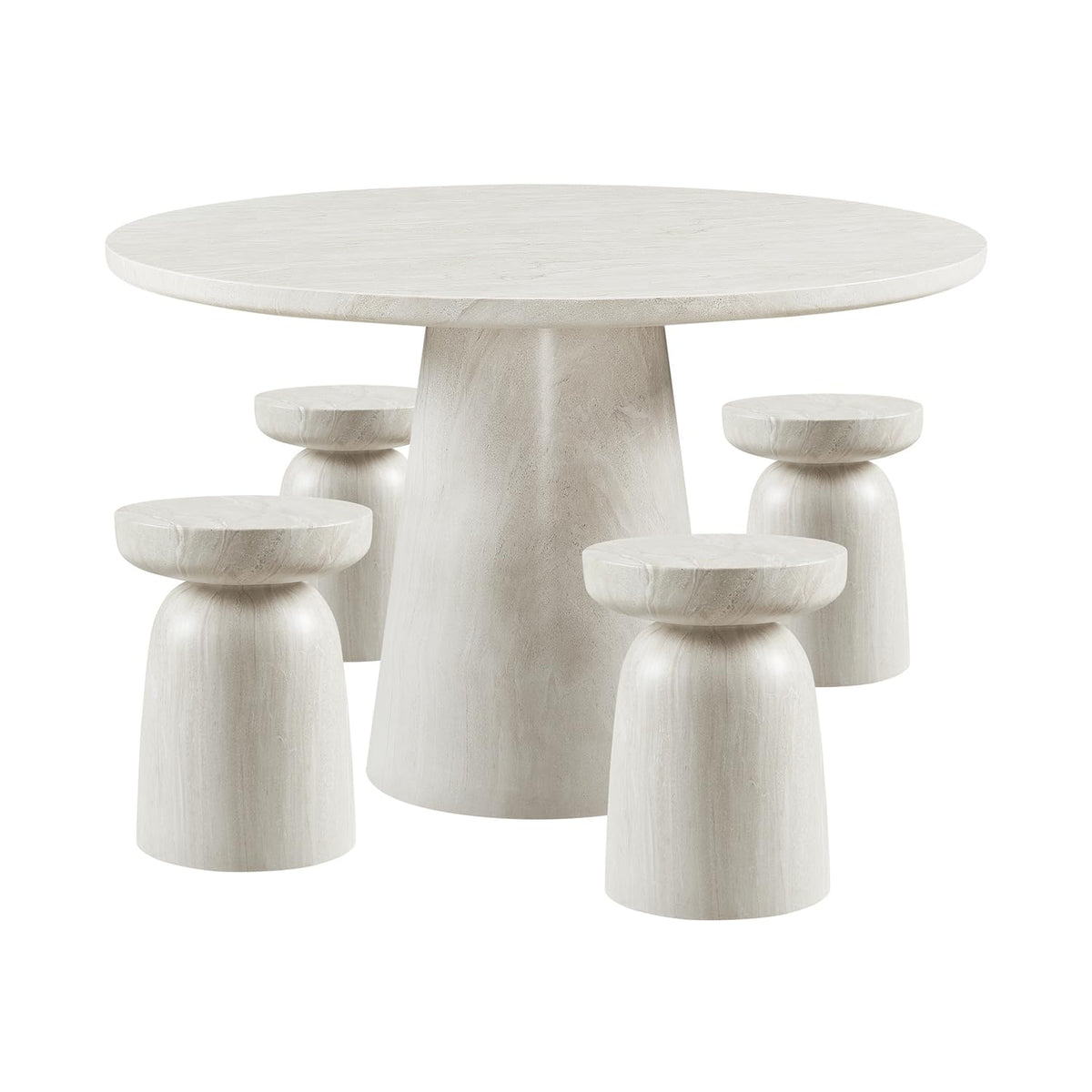Vyn 14" Modern Round Side Table Concrete Tavertine Finish - side view