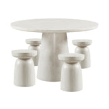 Vyn 14" Modern Round Side Table Concrete Tavertine Finish - side view