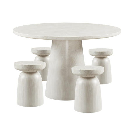 Vyn 14" Modern Round Side Table Concrete Tavertine Finish - side view