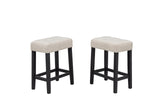 Caden 3-Piece Counter Height Bar Table Set with 2 Upholstered Stools, Beige Marble-Look Tabletop… - angle view