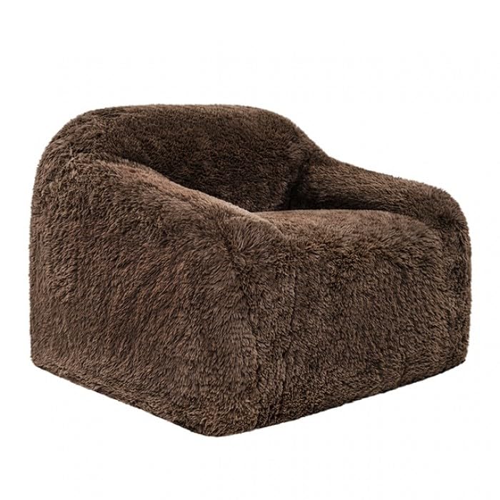 Vander Boneless Barrel Accent Chair in Cub Brown Faux Fur – view 2