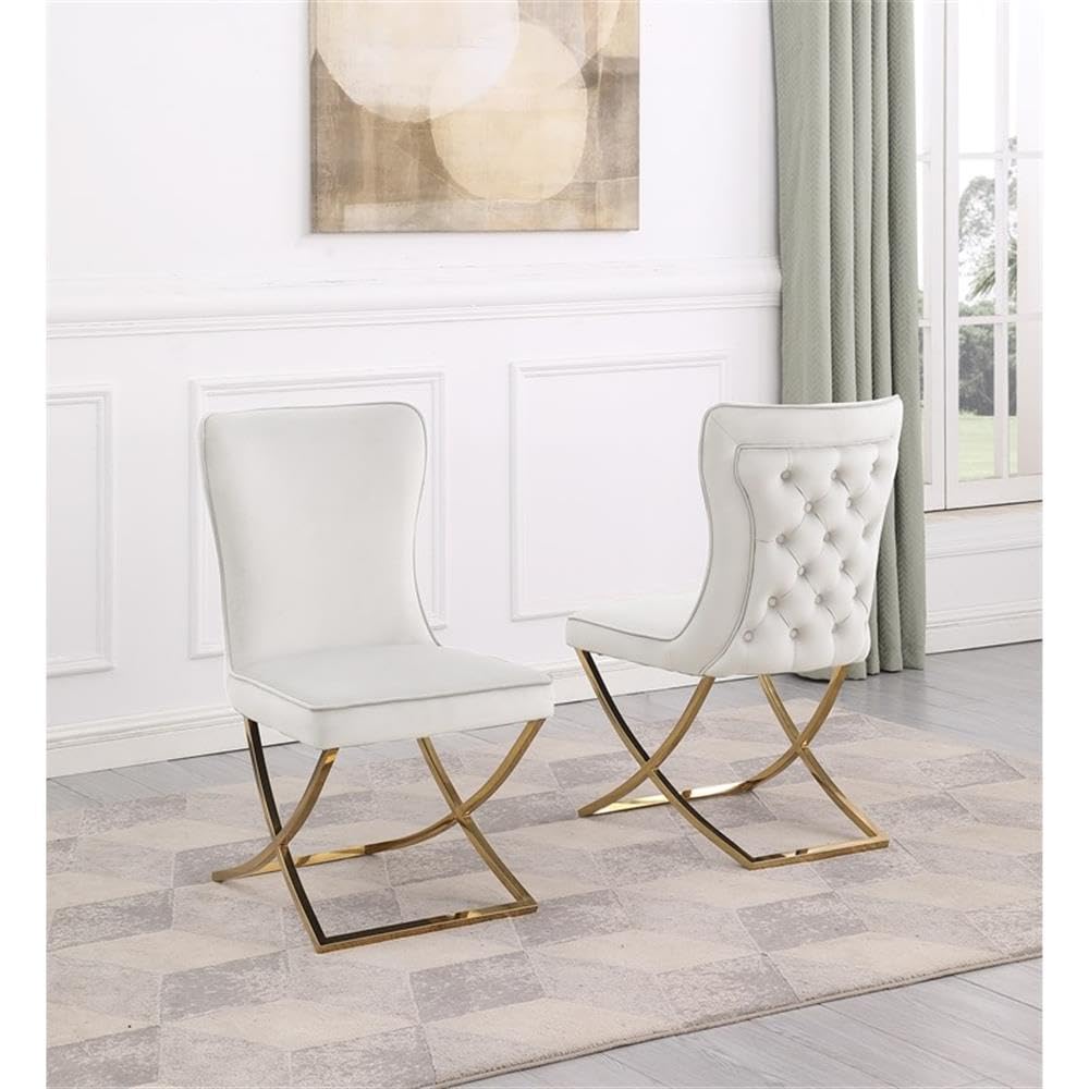 Titan Velvet Dining Chairs in Beige and Gold