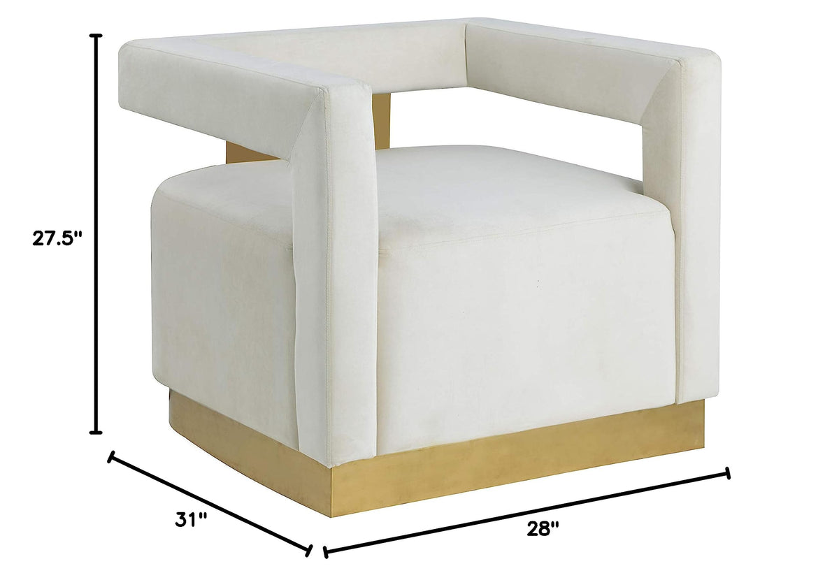 Modern Velvet New Accent Chair in Cream - side view