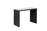 Caden 3-Piece Counter Height Bar Table Set with 2 Upholstered Stools, Beige Marble-Look Tabletop… - detail view