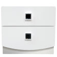France 20" Modern 2-Drawer Nightstand with Mirrored Square Handles, High Gloss White Lacquered Frame - front view