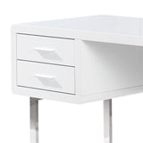 Modern High Gloss Lacquer New Computer Desk in White - detail view