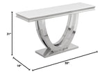 Trinidad Contemporary White Rectangular Stone Console Table in Silver - side view