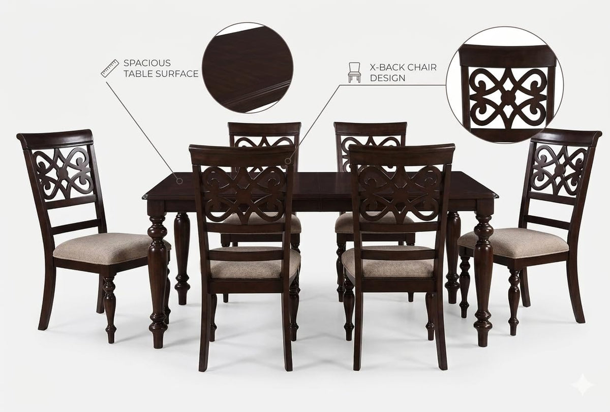 Zora Dark Wood 7-Piece Dining Set — product view 3