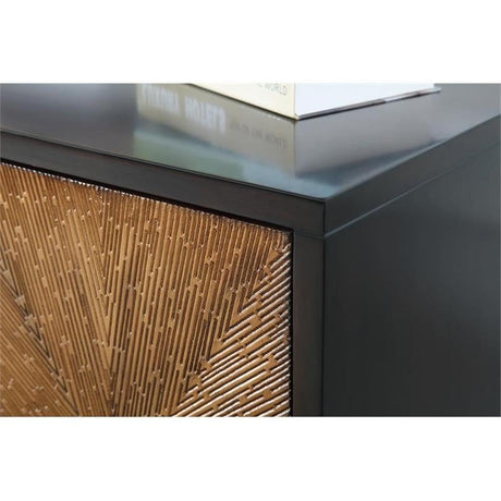 Modern Wood Kitchen Cabinet/Sideboard in Antique Brown/Gold - angle view