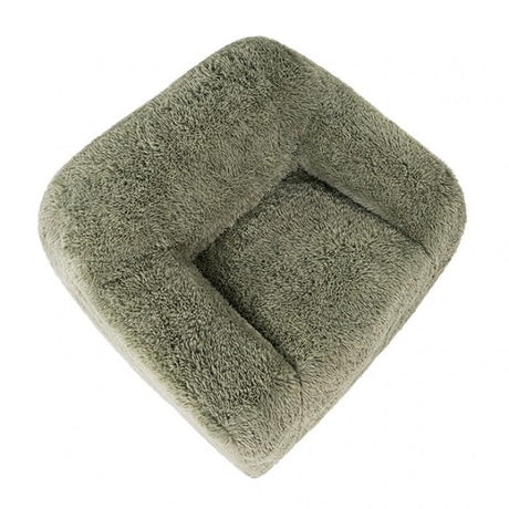 Vander Boneless Barrel Accent Chair in Sage Green Faux Fur – view 6