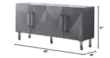 Tyrell High Gloss Lacquer Sideboard/Buffet with Gold Accents in Grey - side view