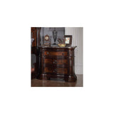 Bathory 3 -Drawer Walnut Solid Wood Nightstand 30 in. H x 32 in. W x 18 in. D B1003WN - front view