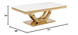 Trinidad Contemporary White Rectangular Stone Coffee Table in Gold - side view