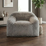 Vander Boneless Barrel Accent Chair in Fog Gray Faux Fur – view 2