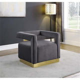 Modern Velvet Accent Chair in Grey - front view