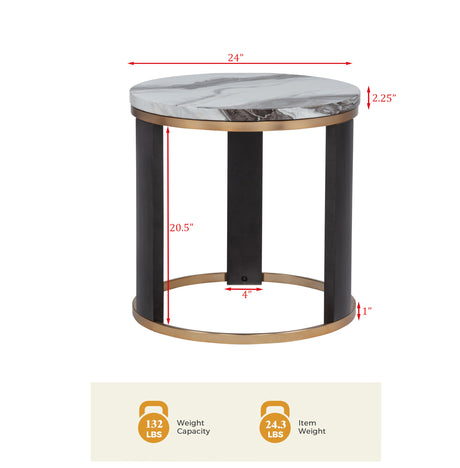 Tvano 24" Round End Table in Icelandic Ivory - side view