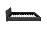 Ctoria Queen Burlap Bed Frame with 30" Curved Block-Style Headboard, Low Profile in Grey - angle view