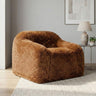 Vander Boneless Barrel Accent Chair in Cedar Brown Faux Fur