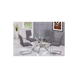 Mirage 5 Pcs Glass Top Modern Dining Set in Grey - front view
