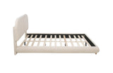 Cteris Queen Fleece Upholstered Bed Frame, Curved Side Rails and Footboard in Cream - angle view