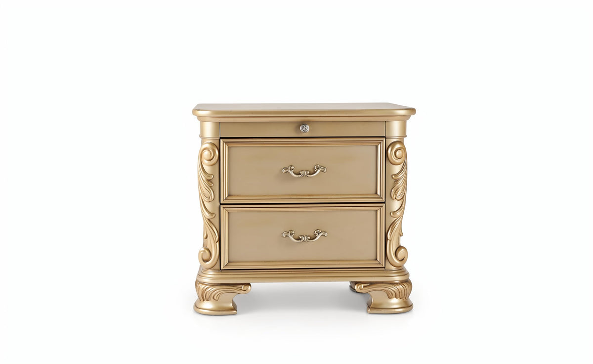 Miranda Gold Wood Nightstand — product view 2