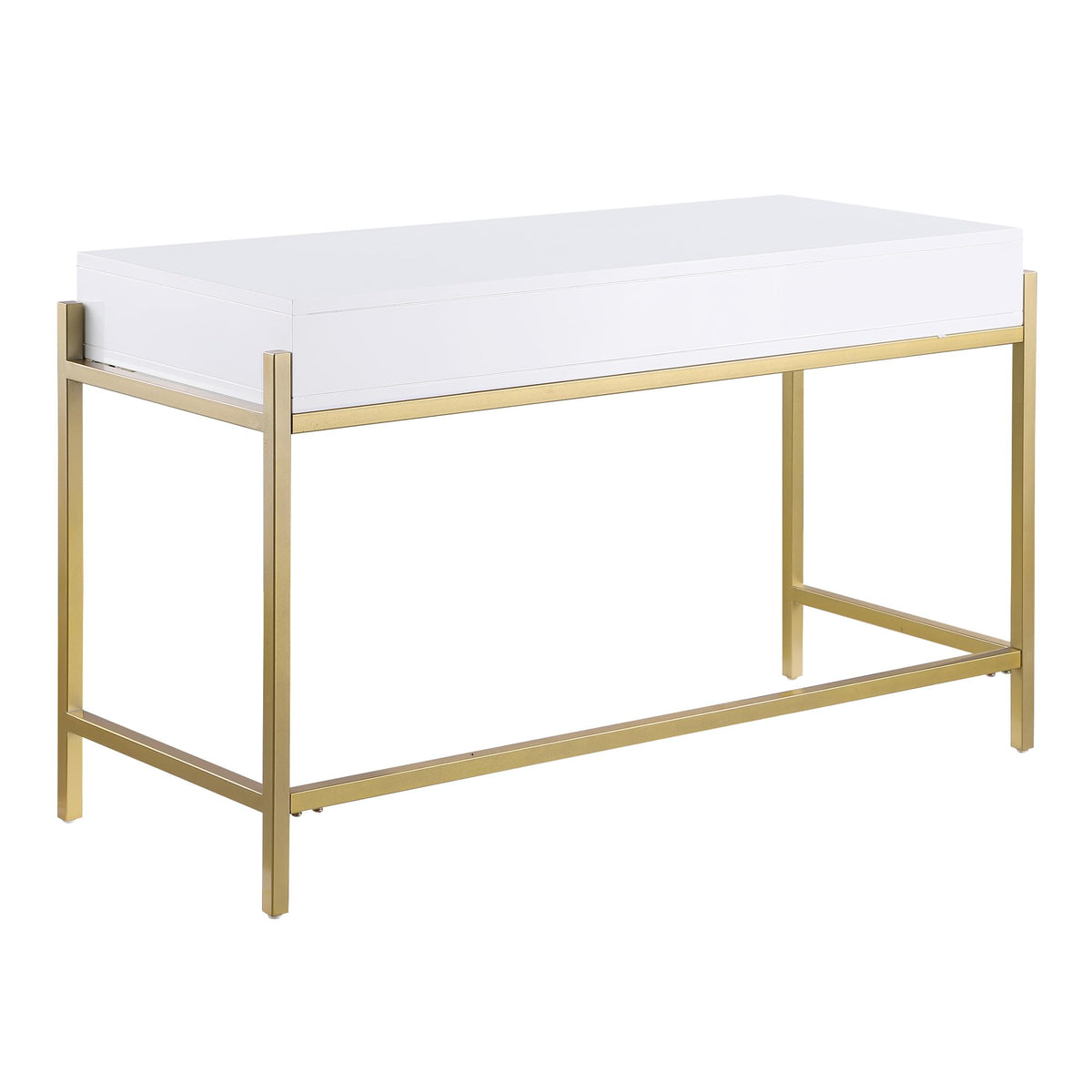 Trish 3 Drawer Computer Desk in Gold - angle view