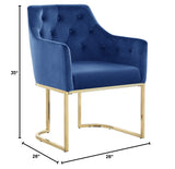 Lilia Modern Tufted Accent Chair with Gold Legs in Navy - side view