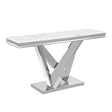 Thiago Stone Top Console Table in White and Gold