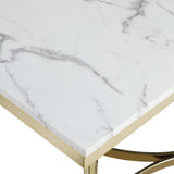 Desmond Contemporary White Rectangular Stone Dining Table in Gold - detail view
