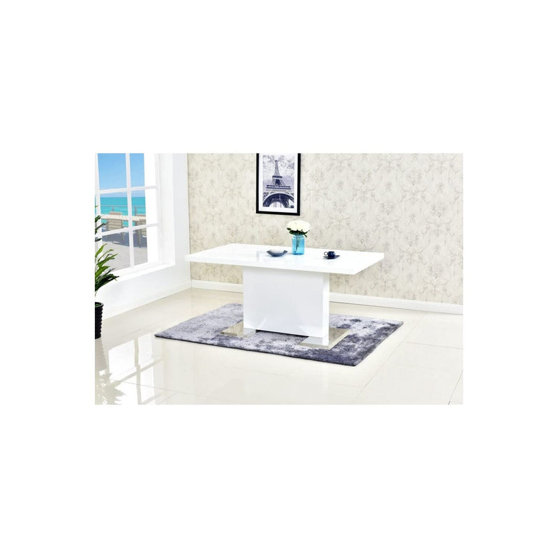Barbara 63" Rectangle Dining Table with White Lacquered Top, Modern Contemporary Design